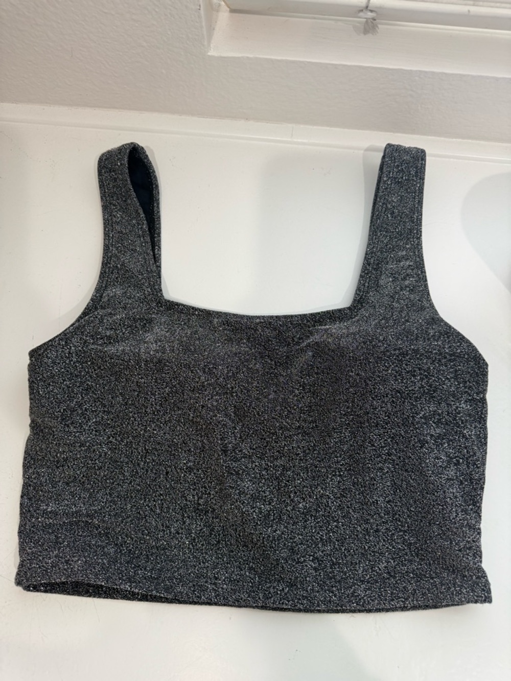 Shimmer Square-Neck Bikini Top - Black